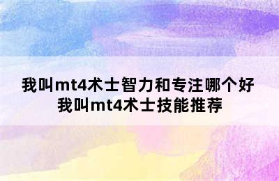 我叫mt4术士智力和专注哪个好 我叫mt4术士技能推荐